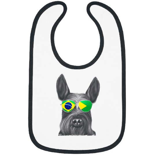 Giant Schnauzer Dog Brazil Flag Sunglasses Bibs