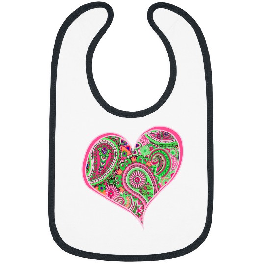 BRIGHT PAISLEY CARTOON PATTERN IN WATERMELON SHADES Bibs