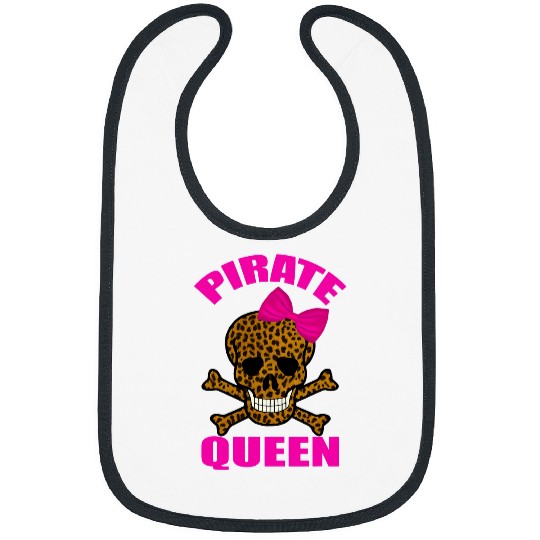 Leopard Print Pink Bow Pirate Queen Skull And Crossbones Bibs