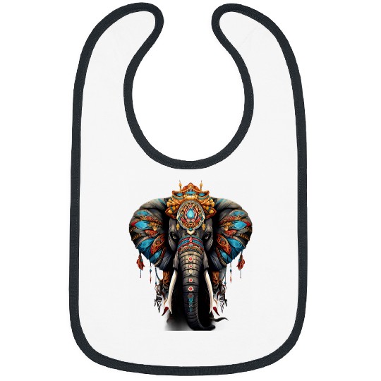 Elephant Native American Indian Headdress Feather Tribal Bibs