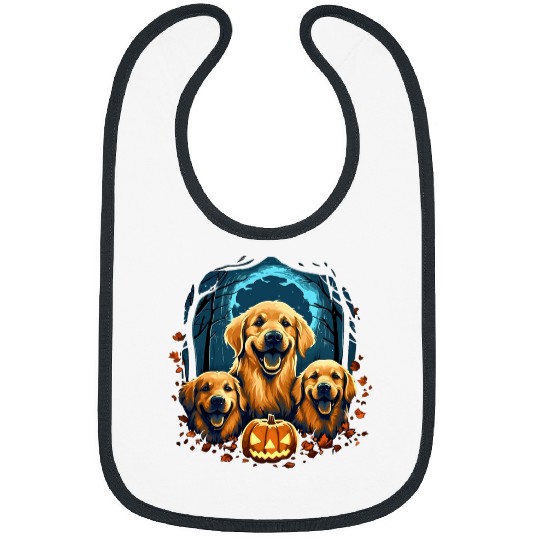 Cute Golden Retriever Dog Funny Pumpkin Halloween Costume Bibs