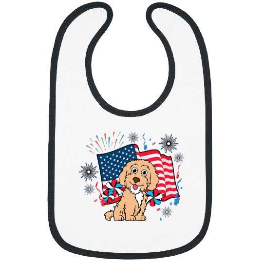Labradoodle 4th of July Cute Dog American Flag Patriotic Bibs