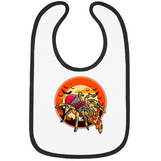 Lacrosse Gift Cute Spooky Halloween Zombie Spider with Pizza Costume Bibs