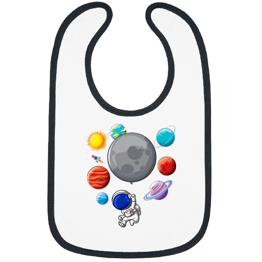 Astronaut Holding Planet Balloons SolarSystem Space Kids Bibs