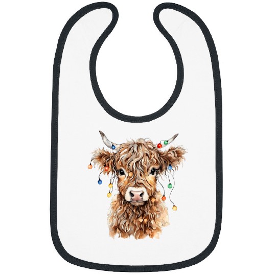 Cute Highland Cow Christmas Funny Farmer xmass Cow Bibs