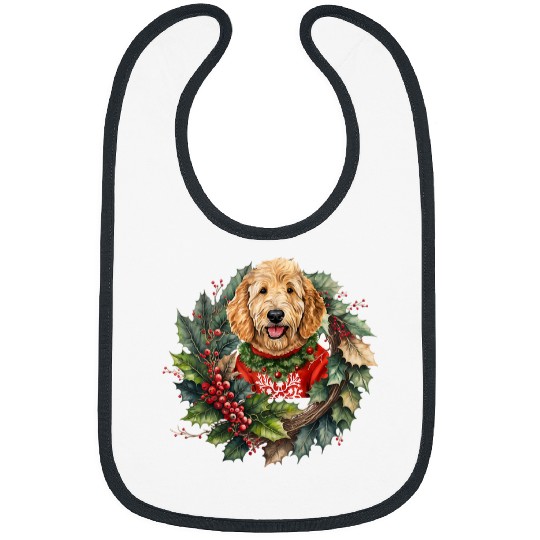 Dog lover  Labradoodle in Christmas sweater Christmas wreath Bibs