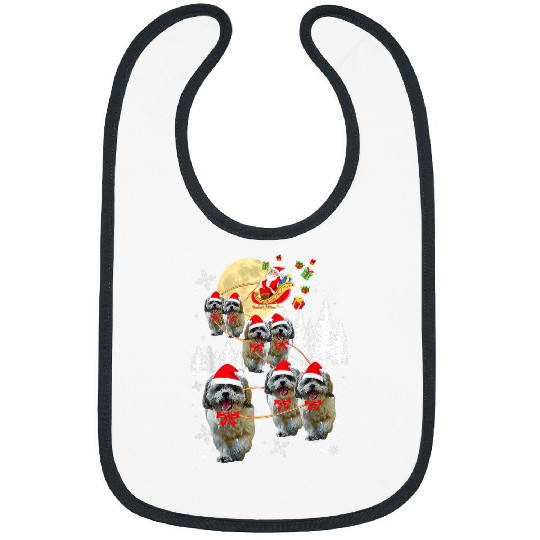 Shih Tzu Funny Reindeer Christmas Moon Santa Dog Bibs