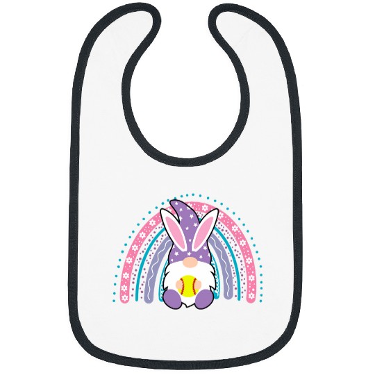 Cute Rainbow Gnome Easter Bunny Gnome Hug Softball Team Bibs