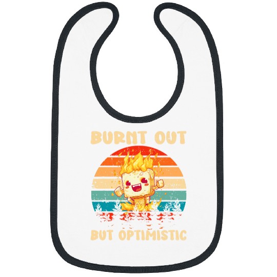 Burnt Out But Optimistic Funny Marshmallow Retro Camping 1 Bibs