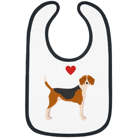 I Love My Black White Tan English Foxhound Dog Lover Bibs