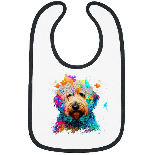 Labradoodle Art Splashes Paint Abstract Colorful Dog Bibs