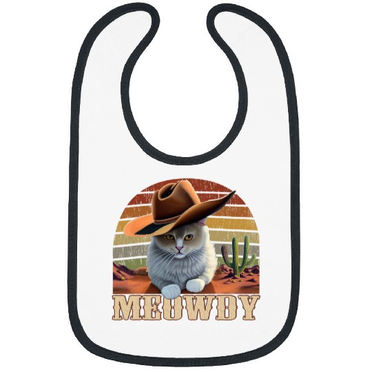 Meowdy Cowboy Hat Cat Lover Country Music vintages Novelty Bibs