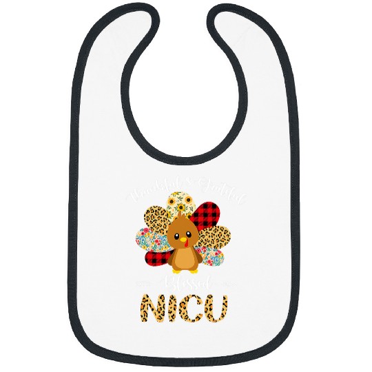 Thankful Grateful Blessed NICU Turkey Leopard Plaid Fall Bibs