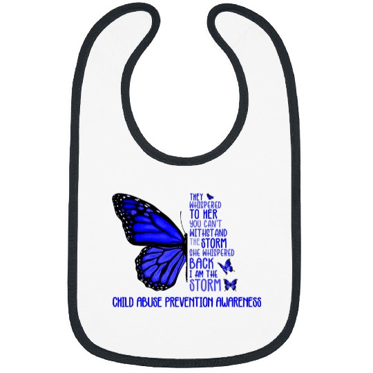 Im The Storm Strong Butterfly Blue Child Abuse Prevention Bibs