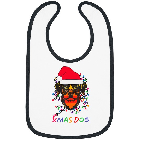 Dog Rottweiler Santa Christmas Tree Light xmass Boys Dog Ragl Bibs