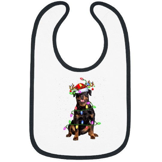 Dog Rottweiler Lover xmass Lights Santa Rottweiler Christmas Bibs