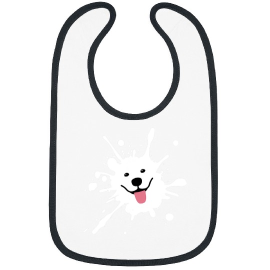 Dog Samoyed Splatter Happy Puppy Dog Face Bibs