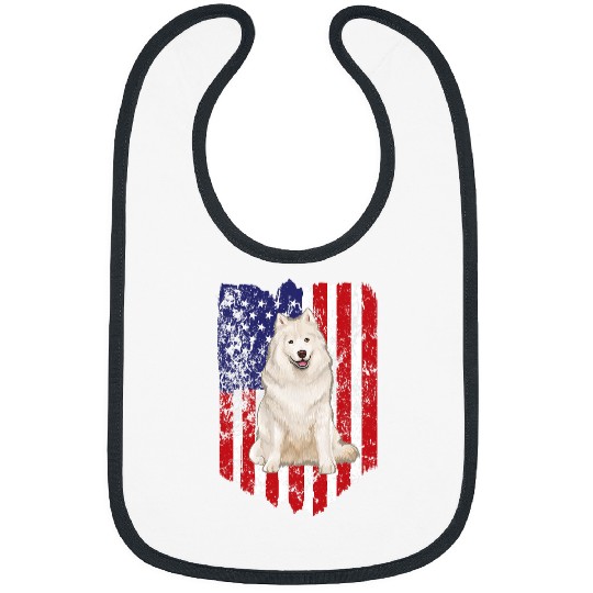 Dog Samoyed American Flag Samoyed 4th Of July USA Bibs