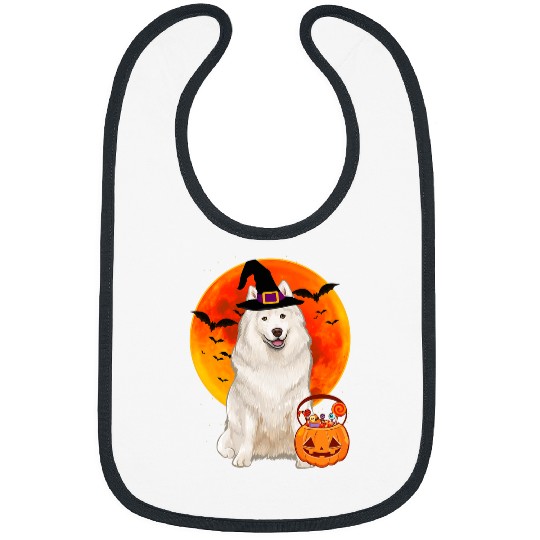 Dog Samoyed Halloween Pumpkin Dog Bibs