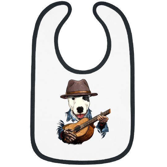 Acoustic Guitar Bull Terrier Guitar Player Dog Guitarist 44 Bibs