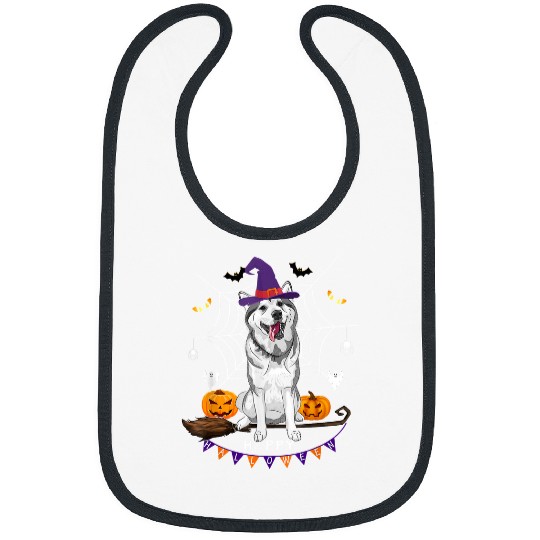 Dog Husky Witch Pumpkin Halloween Kids Mens Womens Dog Lover 192 Bibs