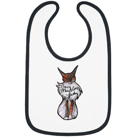 crazys Maine Coon Lady Cat Art Bibs