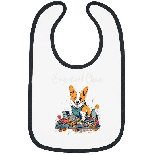Corginized Chaos Funny Corgi Mama Mom Dad Dog Lovers Art Bibs
