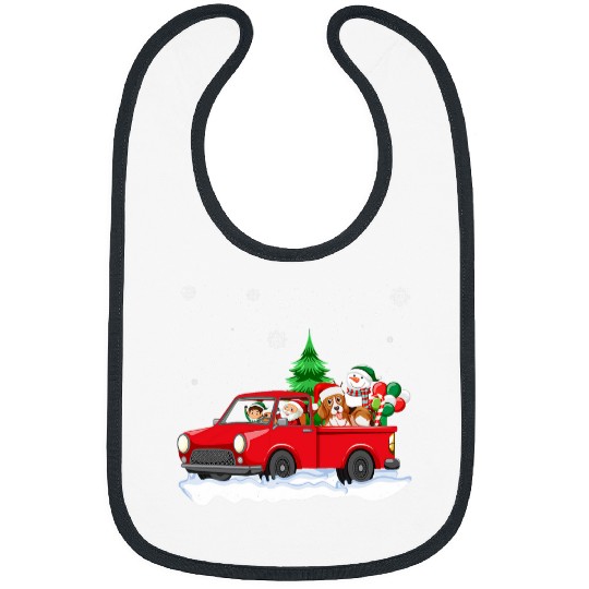 Funny Santa Driving Hot Rod Beagle Santa Hat Christmas Car Bibs