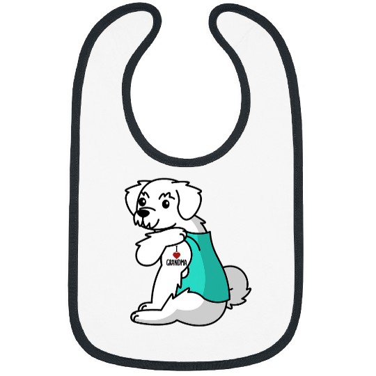 Dog Maltese I Love Grandma Tattoo Maltese Grandmother Dog Bibs