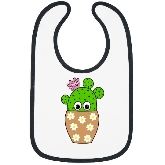Cactus In Pretty Daisy Jar Planter Bibs