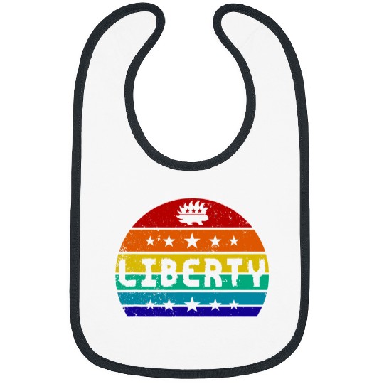 Lacrosse Gift Libertarian Distressed Retro Sunset Liberty Porcupine Bibs
