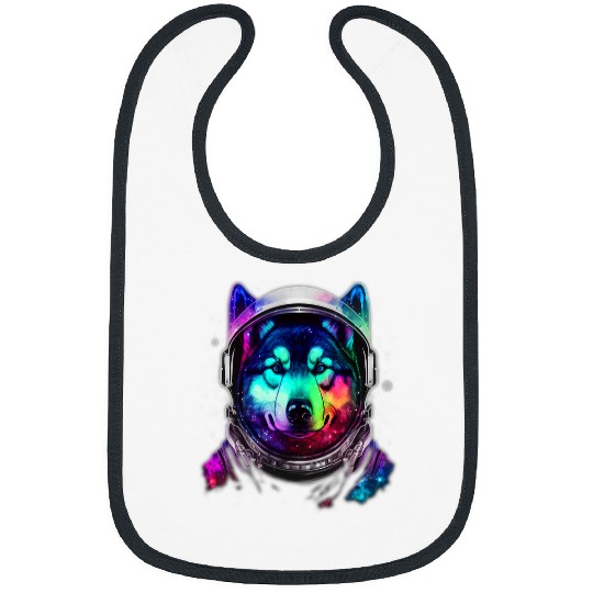 Dog Husky Astronaut in Space Funny Dog Lover Planetary Explorer Bibs