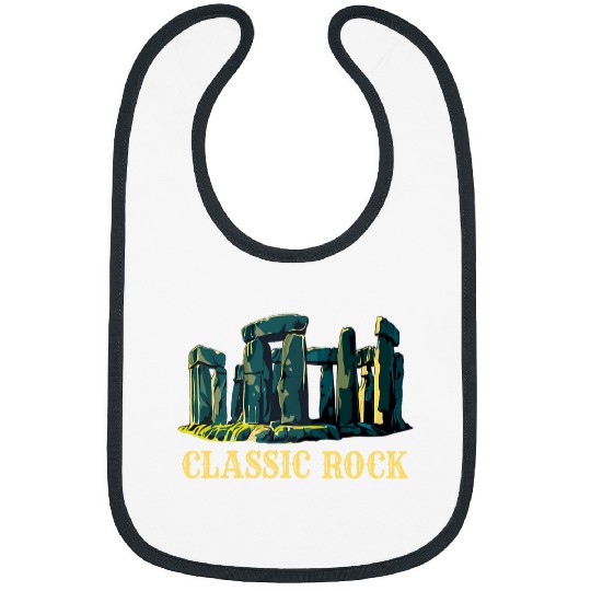Funny Classic Rock Stonehenge Music Lover Puns Rockstar Art Bibs