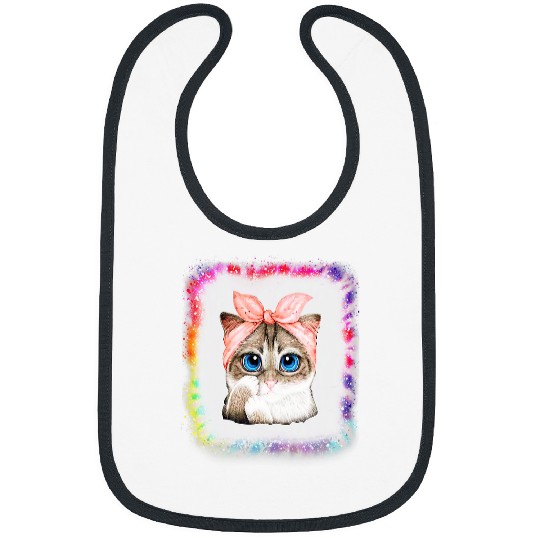 Cat Mom Daddy Mommy Boy Girl Funny Tie Dye Bleached 22 Bibs