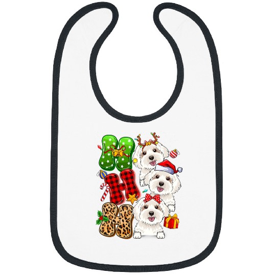 Dog Maltese Christmas Ho Ho Ho Maltese Dog For Dog Lover Funny Xmas Bibs