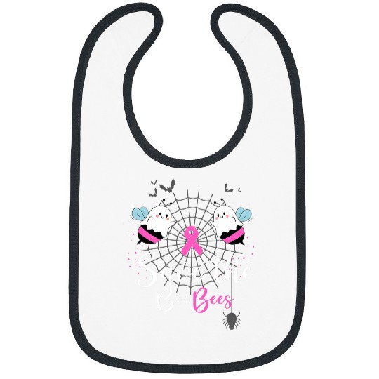 Save the Boo Bees ghosts spider bat pink ribbon black Bibs