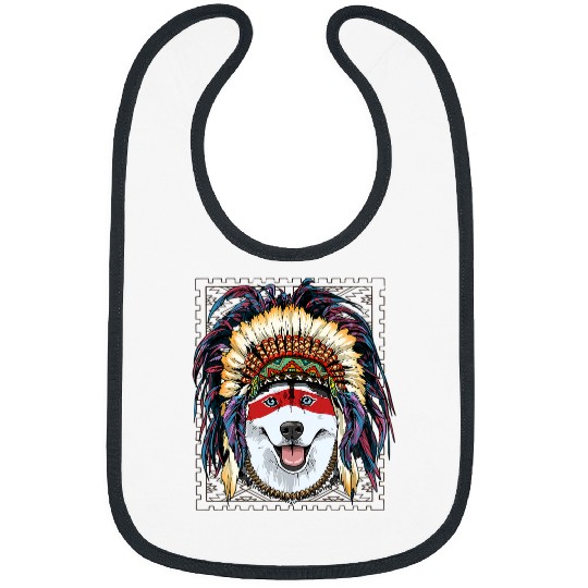 Dog Husky Indian Siberian Husky Native American Indian Dog Lovers 452 Bibs