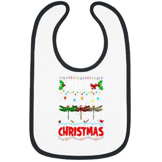Merry Christmas Funny buffalo plaids Dragonfly Animals Xmas Bibs