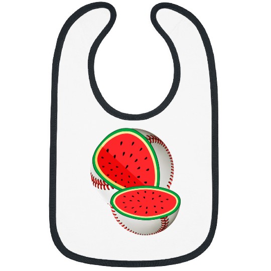 Funny Watermelon Baseball Ball Tropical Melon Summer Vibes Bibs