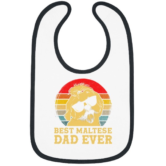 Dog Maltese Best Maltese Dad Ever Dog Lovers Retro Vintage Bibs