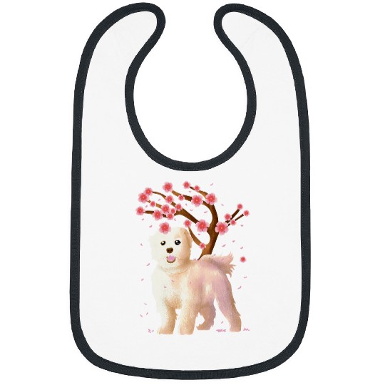 Dog Maltese Japanese Sakura Cherry Blossom Shirt Flower Gift Bibs