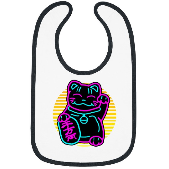 Cute Cat Maneki Neko Japanese Art Welcome Kitten Bibs