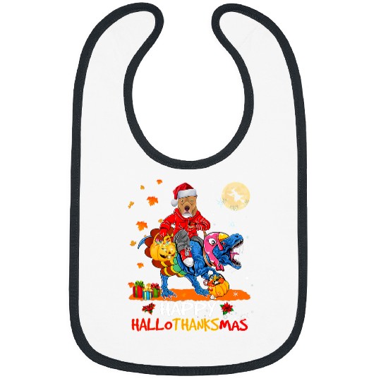 Bully Happy Hallothanksmas Halloween Thanksgiving xmass Pitbull Dog Bibs