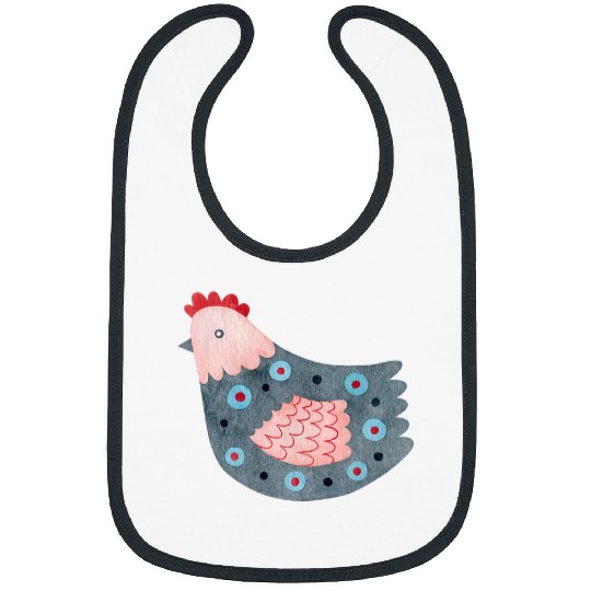 Chickens Folk Art Hen Watercolor Farmhouse Love Hobby Farm Bibs