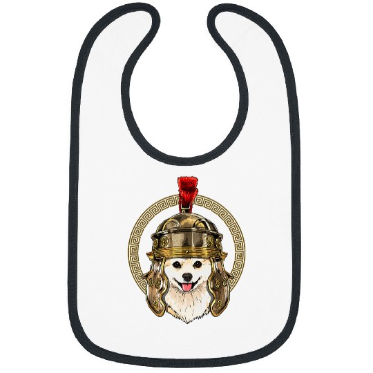 Dog Pomeranian in Roman Helmet Centurion Legionnaire Dog Lover 238 Bibs