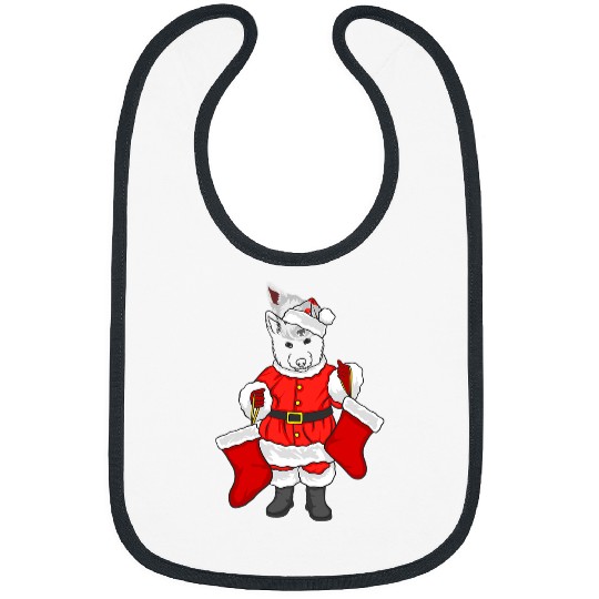 Dog Husky Siberian Husky Santa Christmas Tree Lights Xmas Bibs