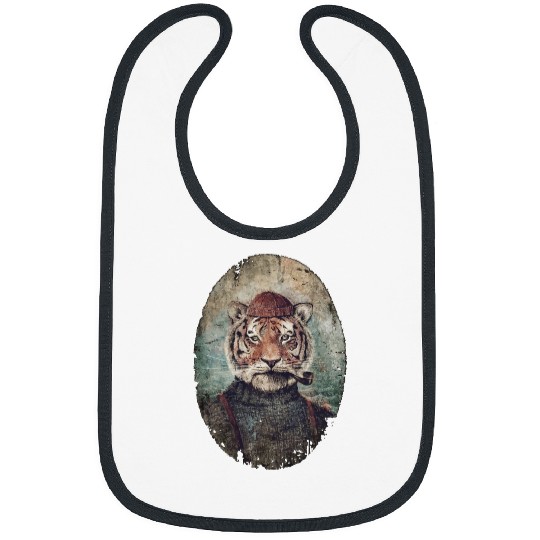 Classic Sailor Tiger with pipess Cartoon Graphic cottagecore Bibs
