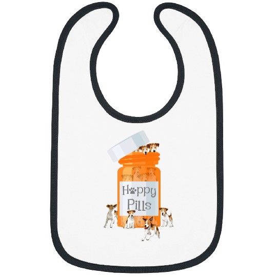 Happy Pills Jack Russell Terrier Dog Lover Pet Owner Bibs