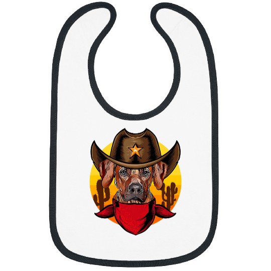 Funny Rhodesian Ridgeback Dog Country Music Cowboy Bibs
