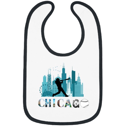 Chicago Skyline Baseball Theme Vintage Bibs
